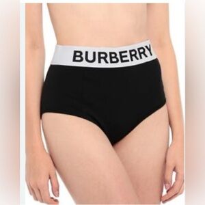Burberry Black High Waist Bikini with White Logo Band